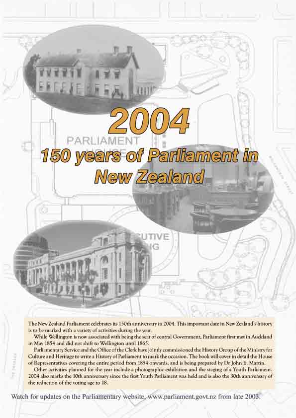 Graphic to celebrate 150 years of Parliament in New Zealand. 